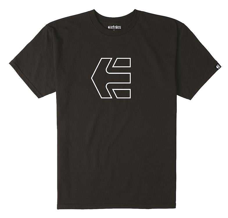 ETNIES, ETNIES ICON OUTLINE S/S TEE [BLACK/WHITE] XXL