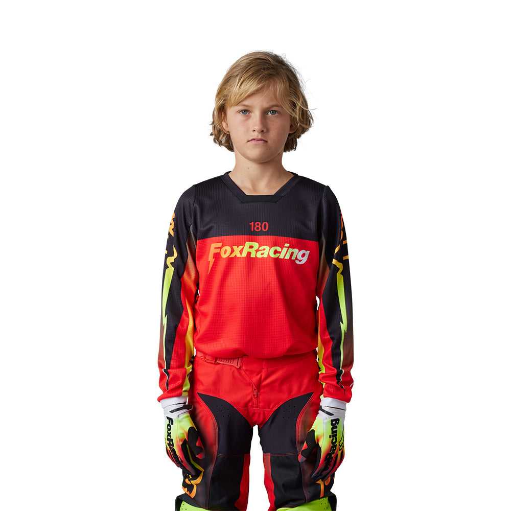 FOX, FOX 180 YOUTH STATK JERSEY [FLO RED]