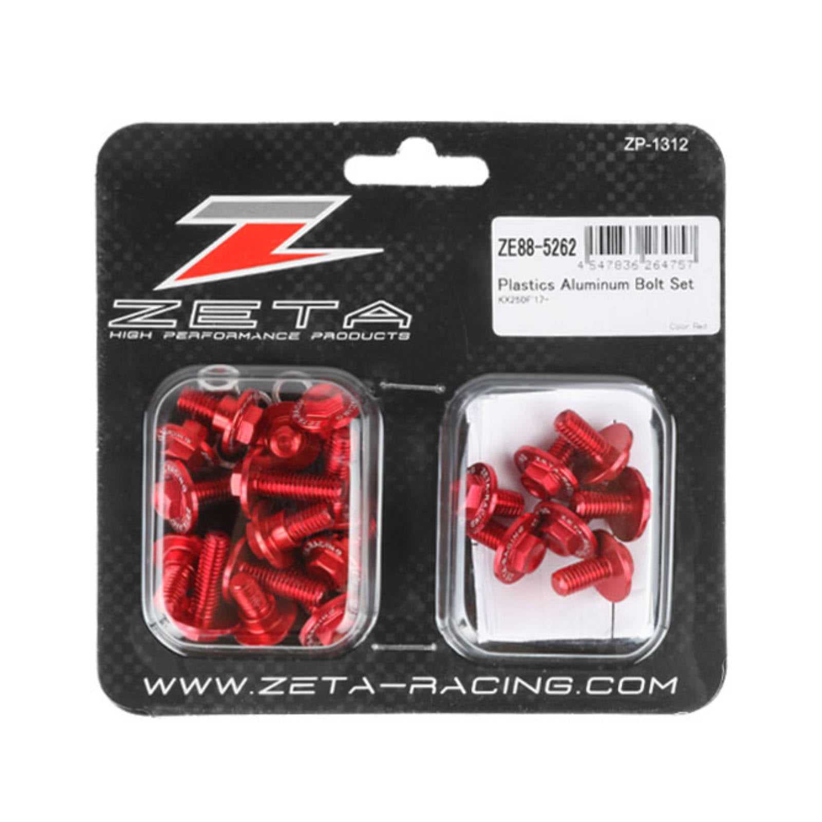 ZETA, ZETA ALUMINUM BOLT SET PLASTICS KAW KX250/F '17-20 25PCS RED